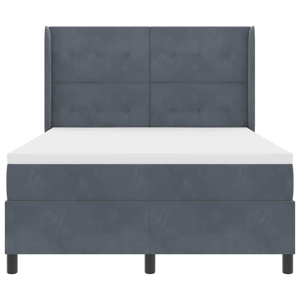 vidaXL Κρεβάτι με ελατήρια Σκούρο Γκρι 140 x 190 cm Βελούδο