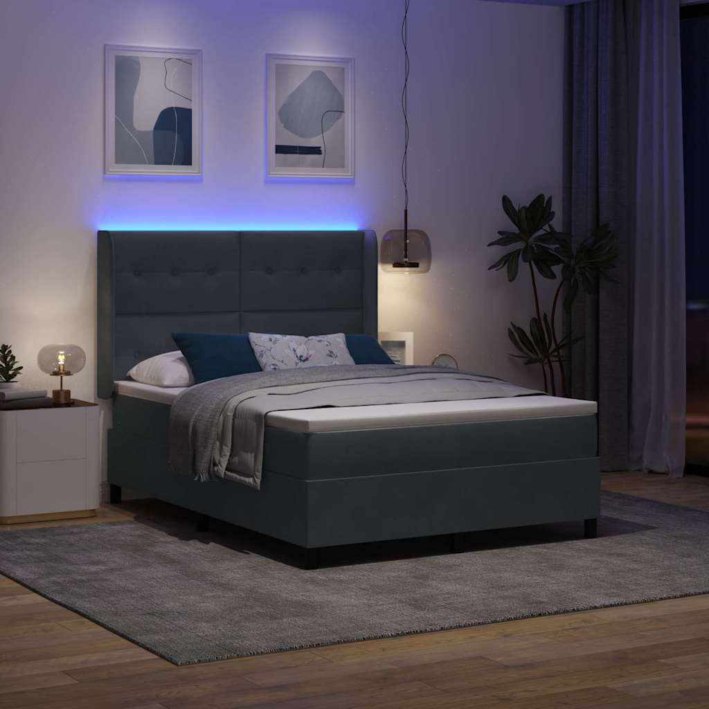 vidaXL Κρεβάτι με ελατήρια Σκούρο Γκρι 140 x 200 cm Βελούδο