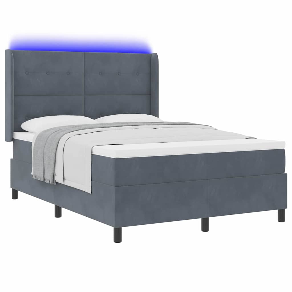 vidaXL Κρεβάτι με ελατήρια Σκούρο Γκρι 140 x 200 cm Βελούδο