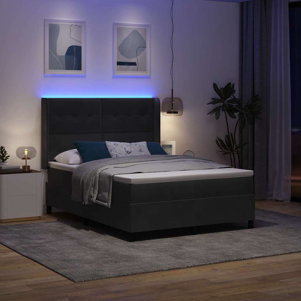 vidaXL Κρεβάτι με ελατήρια με κεφαλάρι Μαύρο 140 x 200 cm Βελούδο