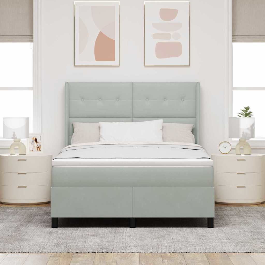 vidaXL Κρεβάτι με ελατήρια Ανοιχτό γκρι 160 x 200 cm Βελούδο