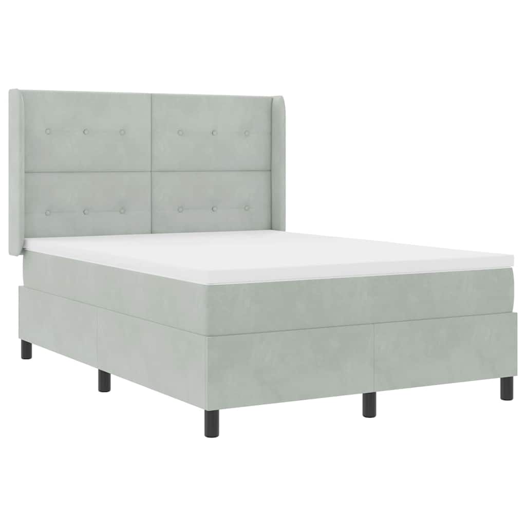 vidaXL Κρεβάτι με ελατήρια Ανοιχτό γκρι 160 x 200 cm Βελούδο