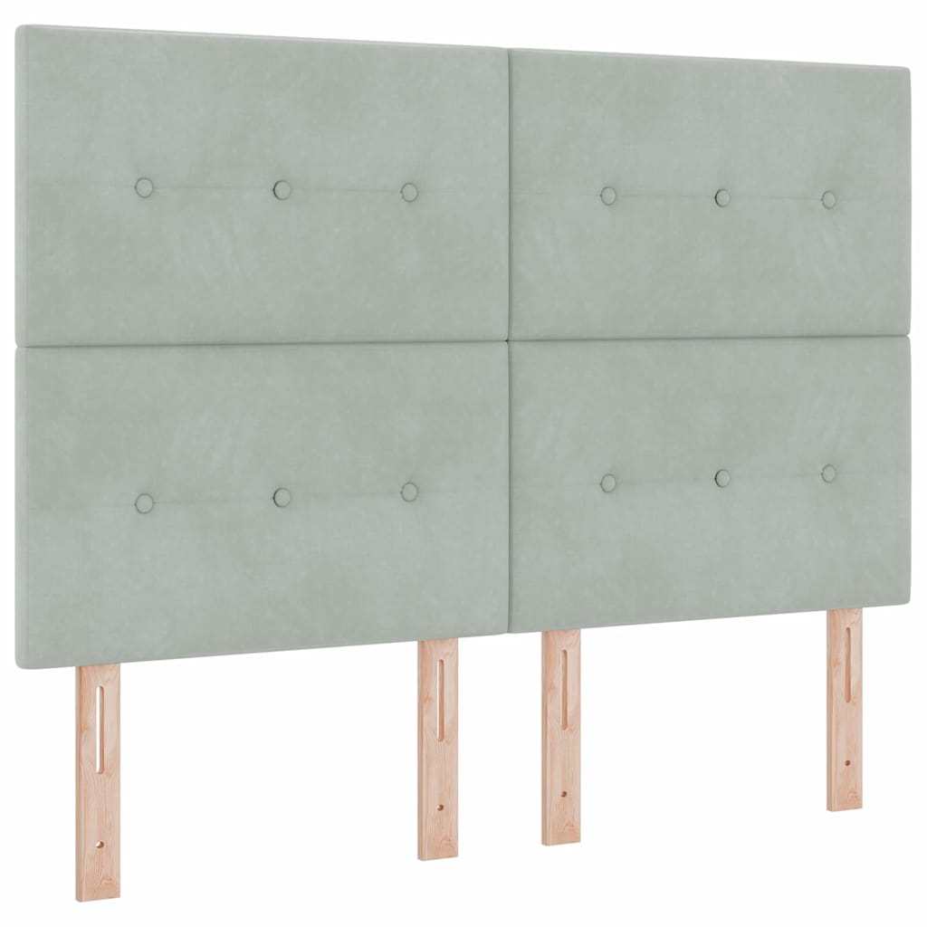 vidaXL Κρεβάτι με ελατήρια Ανοιχτό γκρι 160 x 200 cm Βελούδο