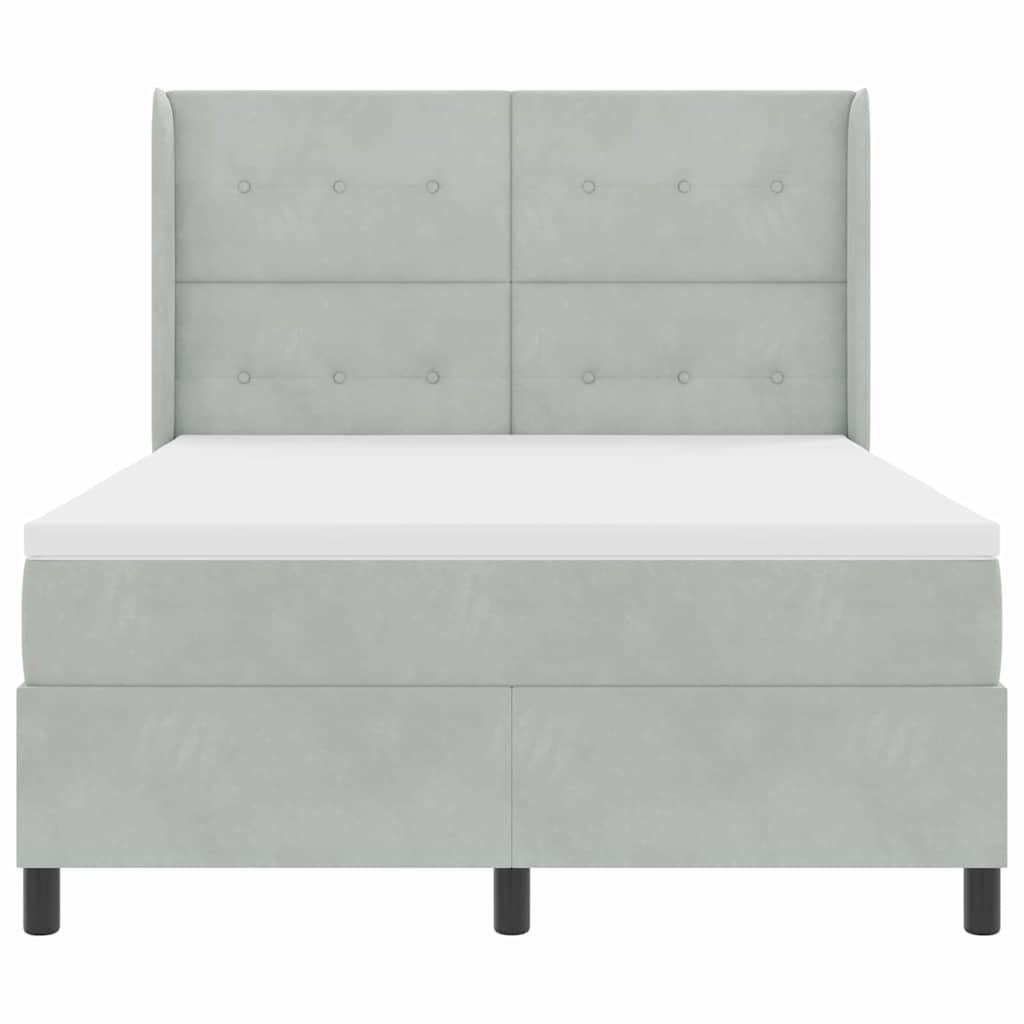 vidaXL Κρεβάτι με ελατήρια Ανοιχτό γκρι 160 x 200 cm Βελούδο