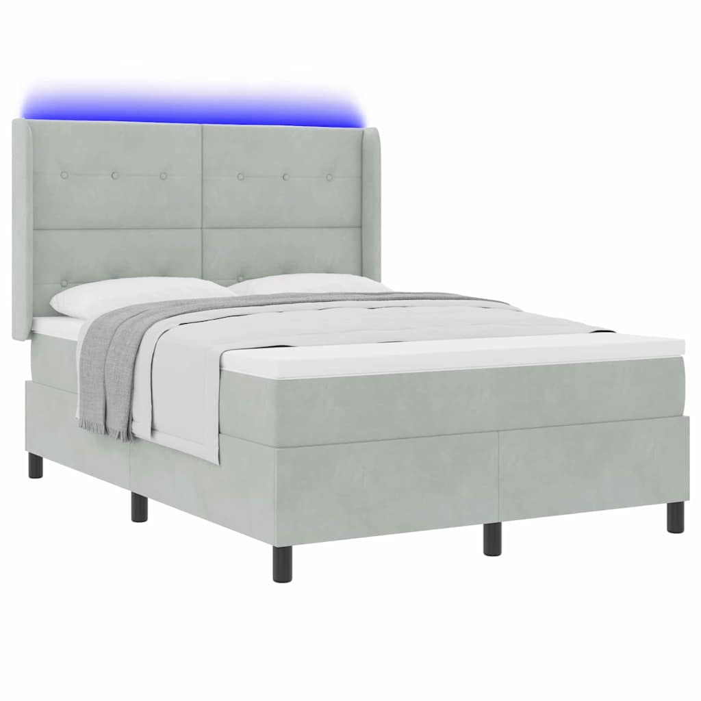vidaXL Κρεβάτι με ελατήρια Ανοιχτό γκρι 160 x 200 cm Βελούδο