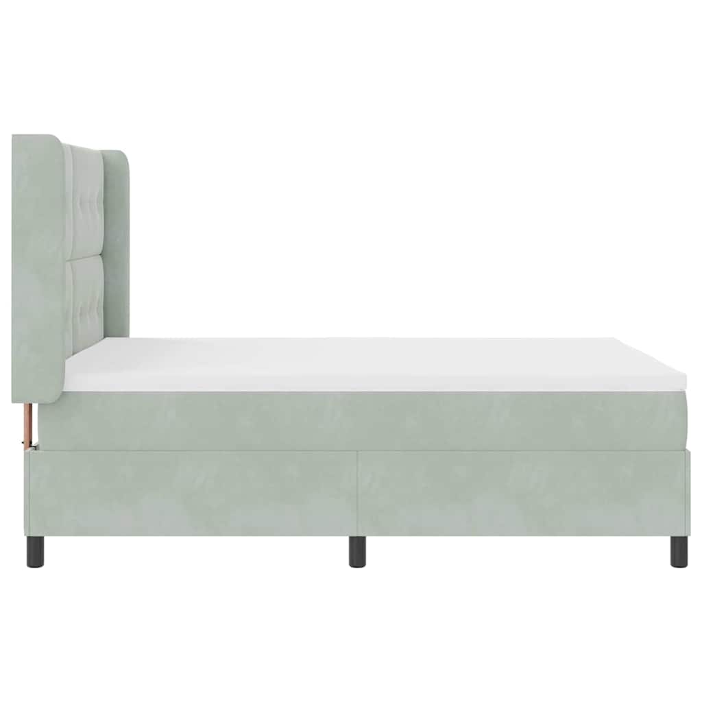 vidaXL Κρεβάτι με ελατήρια Ανοιχτό γκρι 160 x 200 cm Βελούδο