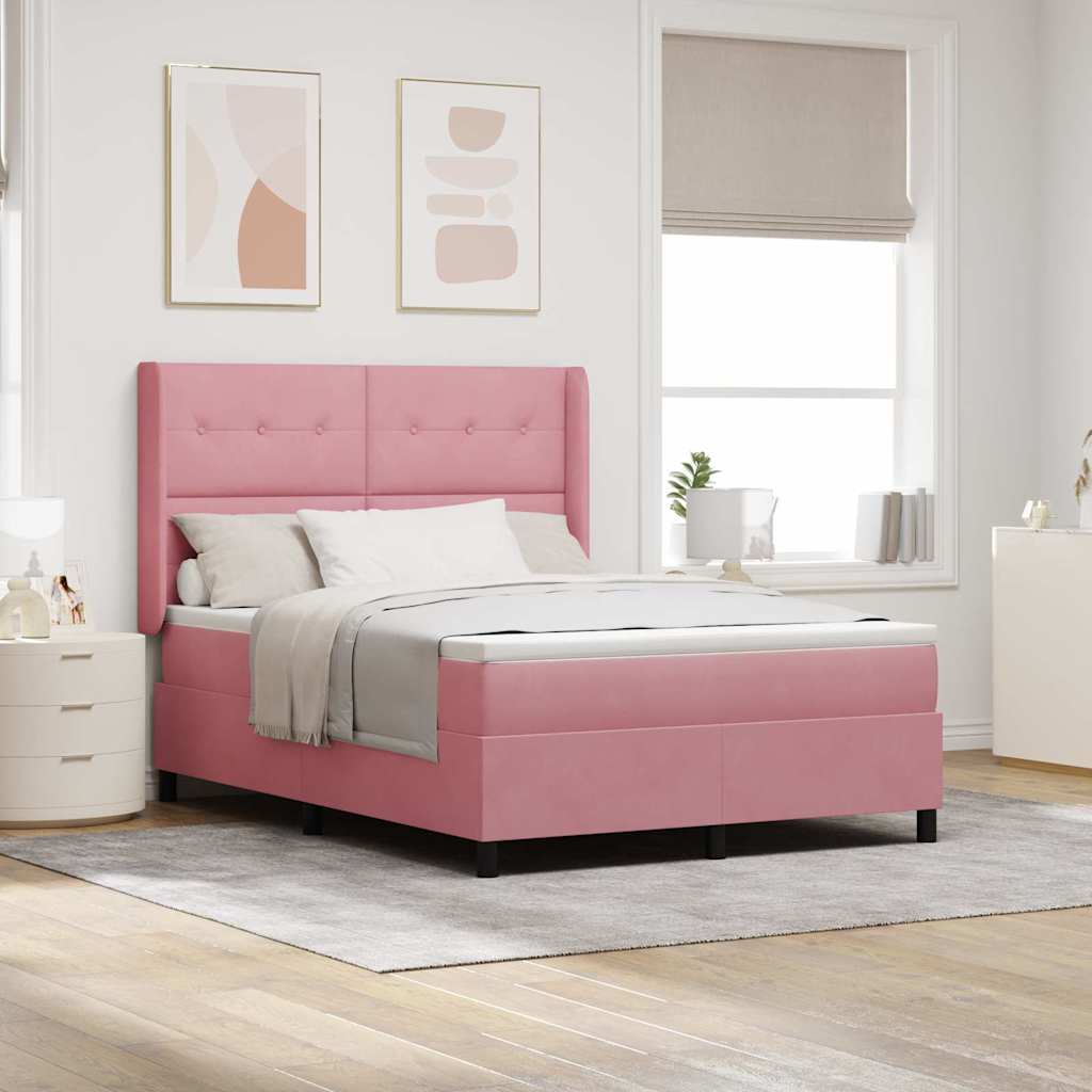 vidaXL Κρεβάτι με ελατήρια με κεφαλάρι Ροζ 160 x 200 cm Βελούδο