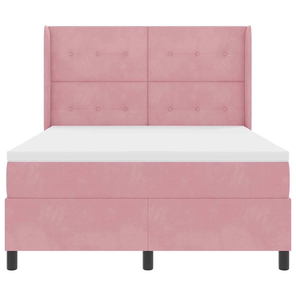 vidaXL Κρεβάτι με ελατήρια με κεφαλάρι Ροζ 160 x 200 cm Βελούδο