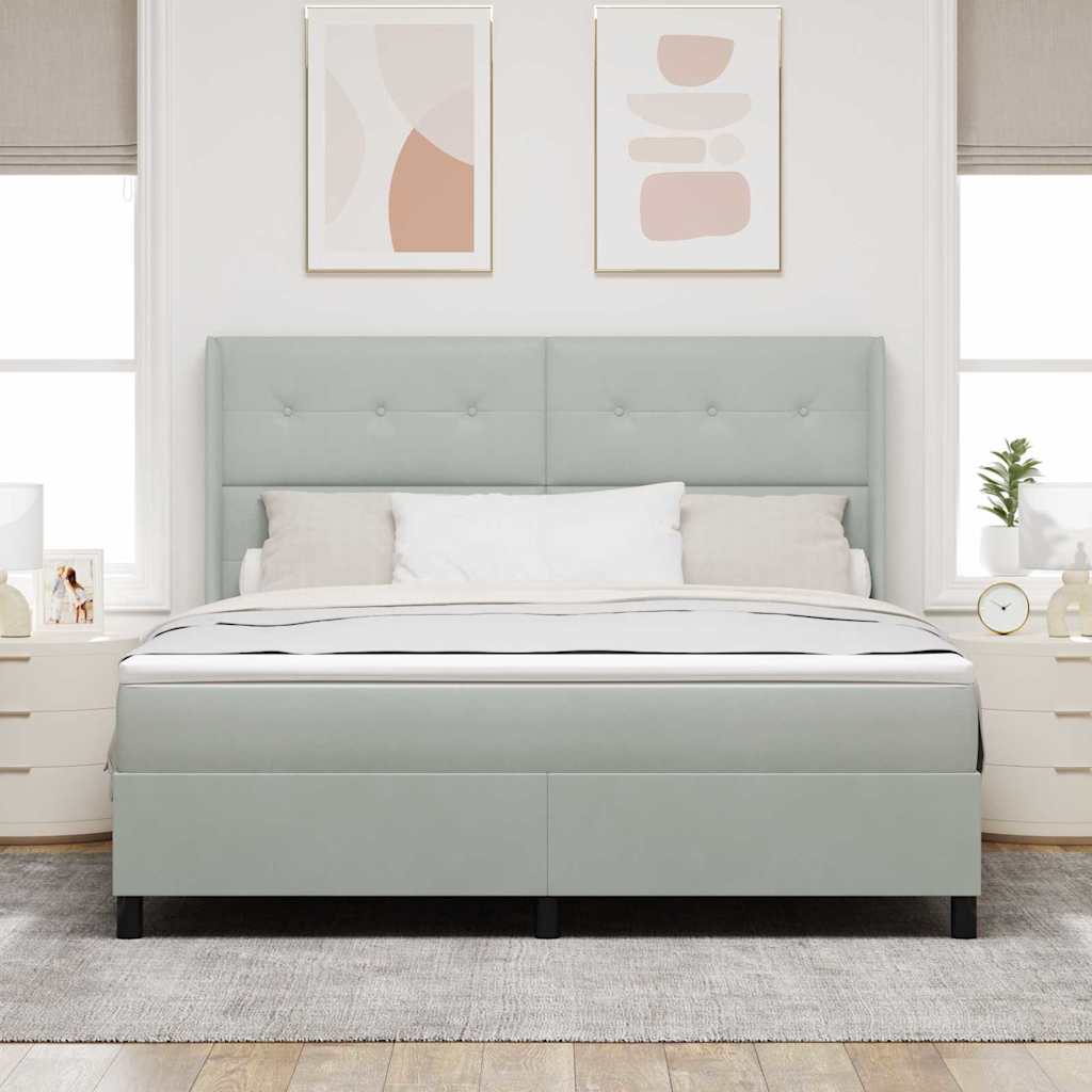 vidaXL Κρεβάτι με ελατήρια με στρώμα Ανοιχτό γκρι 180 x 200 cm Βελούδο