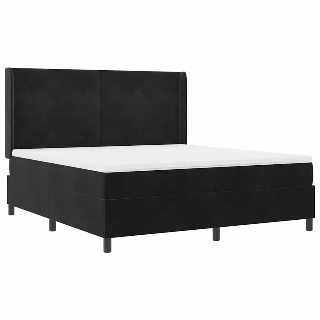 vidaXL Κρεβάτι με ελατήρια με κεφαλάρι Μαύρο 180 x 200 cm Βελούδο