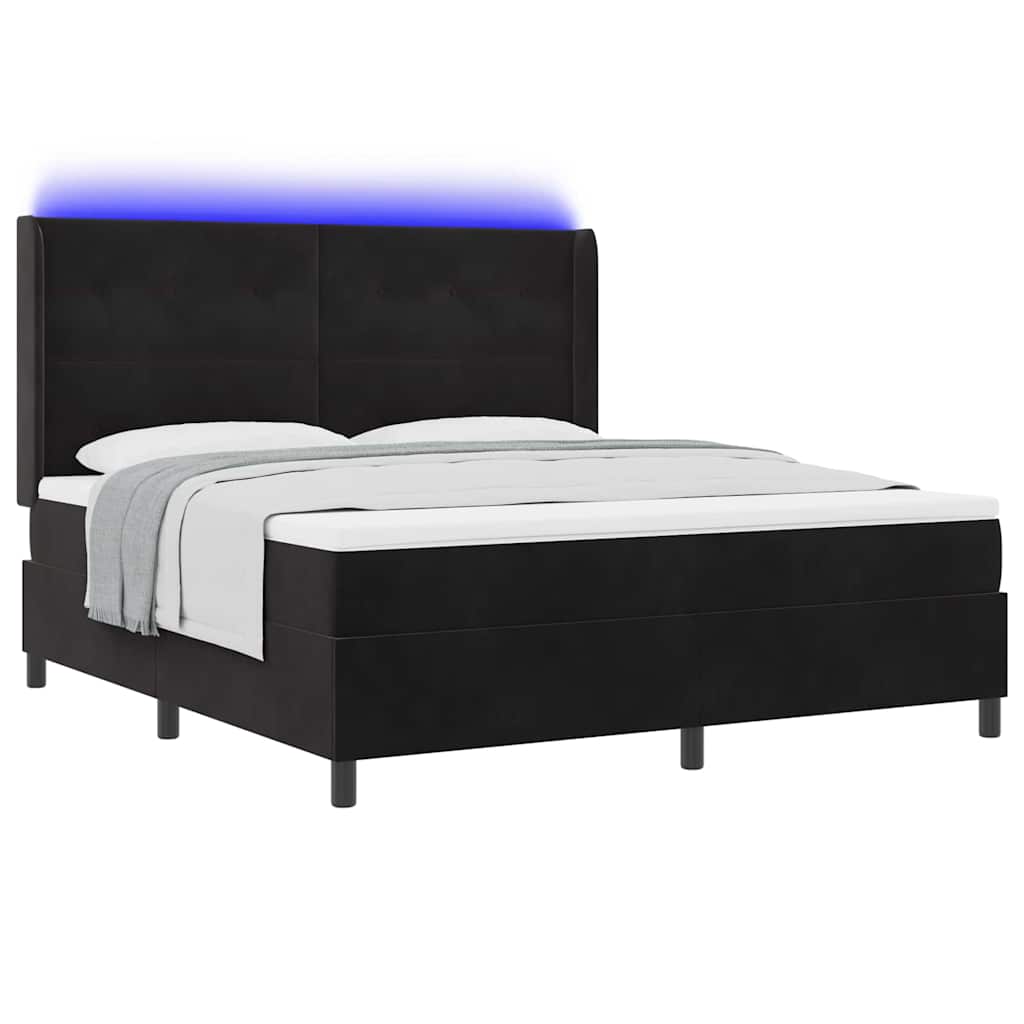 vidaXL Κρεβάτι με ελατήρια με κεφαλάρι Μαύρο 180 x 200 cm Βελούδο