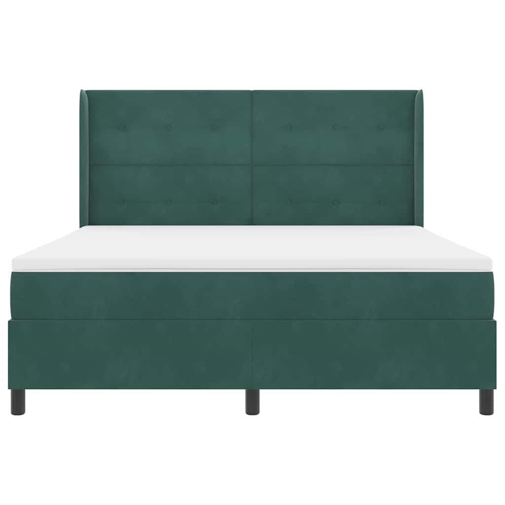 vidaXL Κρεβάτι με ελατήρια Σκούρο Πράσινο 180 x 200 cm Βελούδο