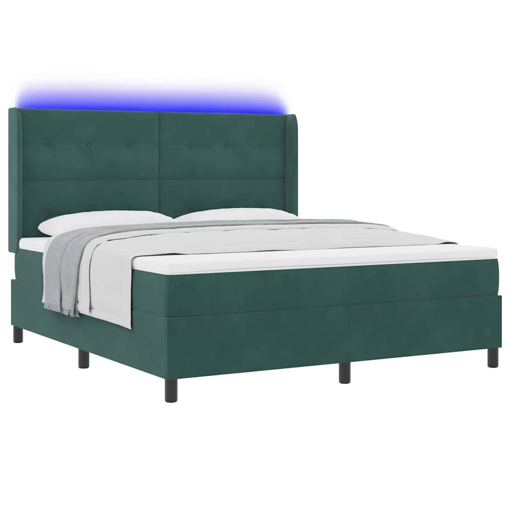 vidaXL Κρεβάτι με ελατήρια Σκούρο Πράσινο 180 x 200 cm Βελούδο