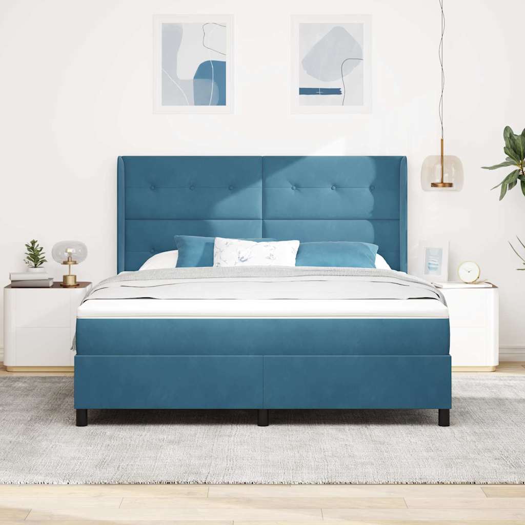 vidaXL Κρεβάτι με ελατήρια με κεφαλάρι Μπλε 180 x 200 cm Βελούδο
