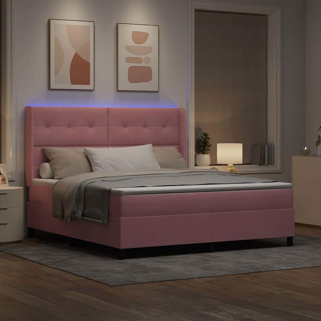 vidaXL Κρεβάτι με ελατήρια με κεφαλάρι Ροζ 180 x 200 cm Βελούδο