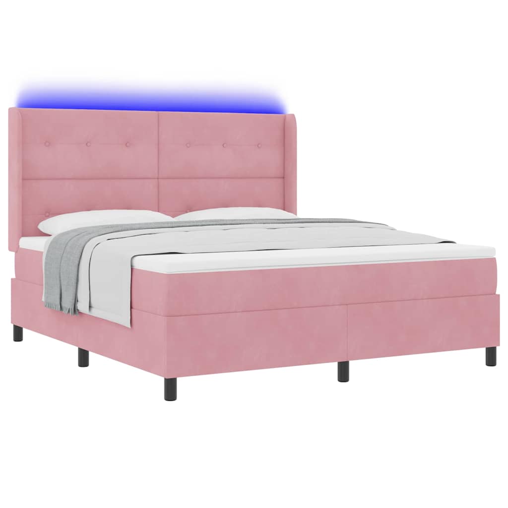 vidaXL Κρεβάτι με ελατήρια με κεφαλάρι Ροζ 180 x 200 cm Βελούδο