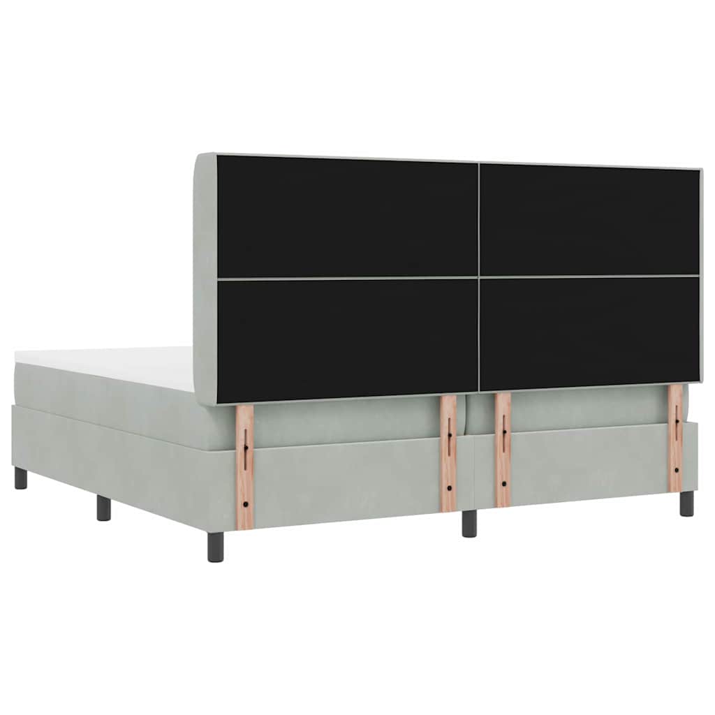 vidaXL Κρεβάτι με ελατήρια Ανοιχτό γκρι 200 x 200 cm Βελούδο