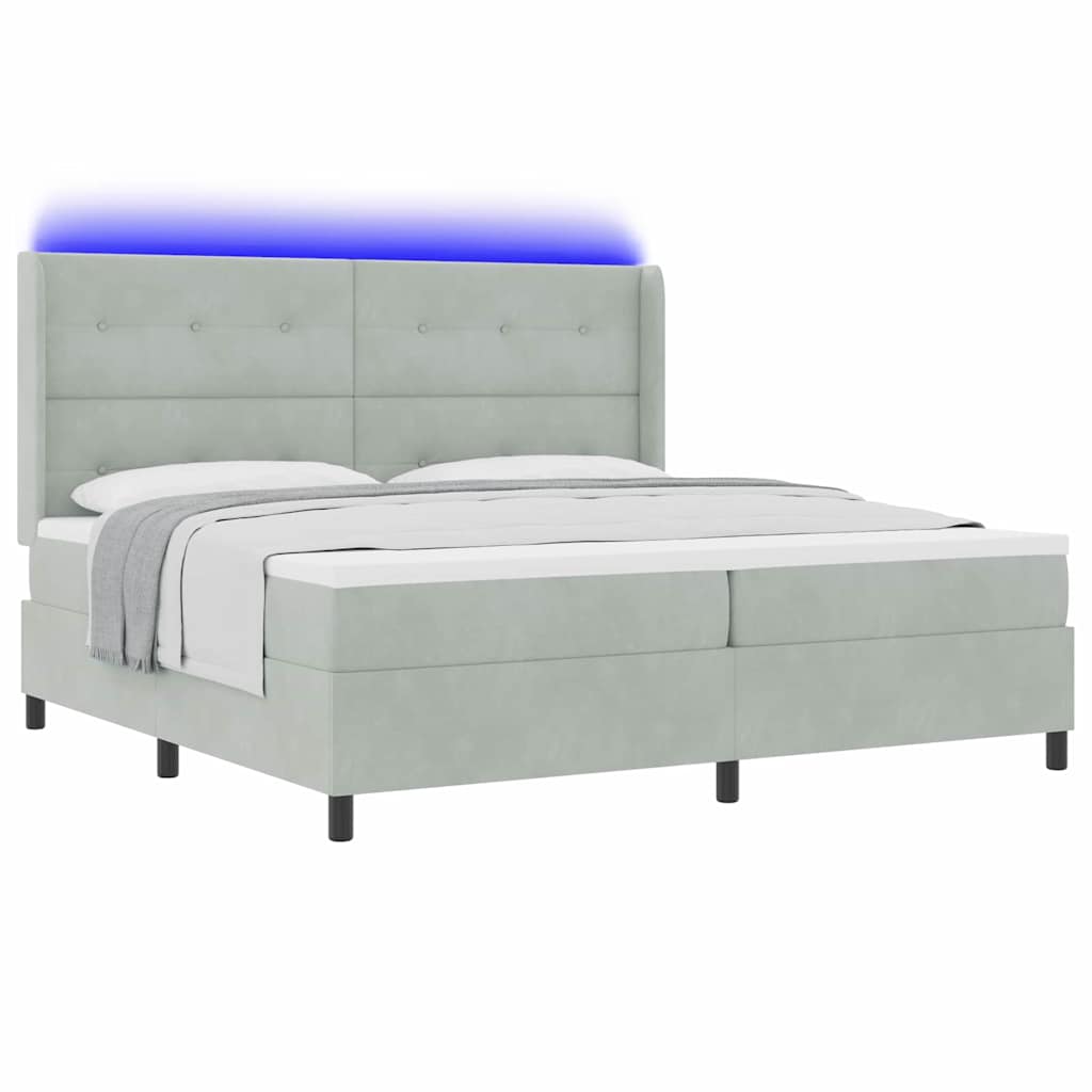 vidaXL Κρεβάτι με ελατήρια Ανοιχτό γκρι 200 x 200 cm Βελούδο