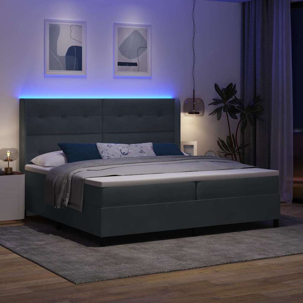 vidaXL Κρεβάτι με ελατήρια Σκούρο Γκρι 200 x 200 cm Βελούδο