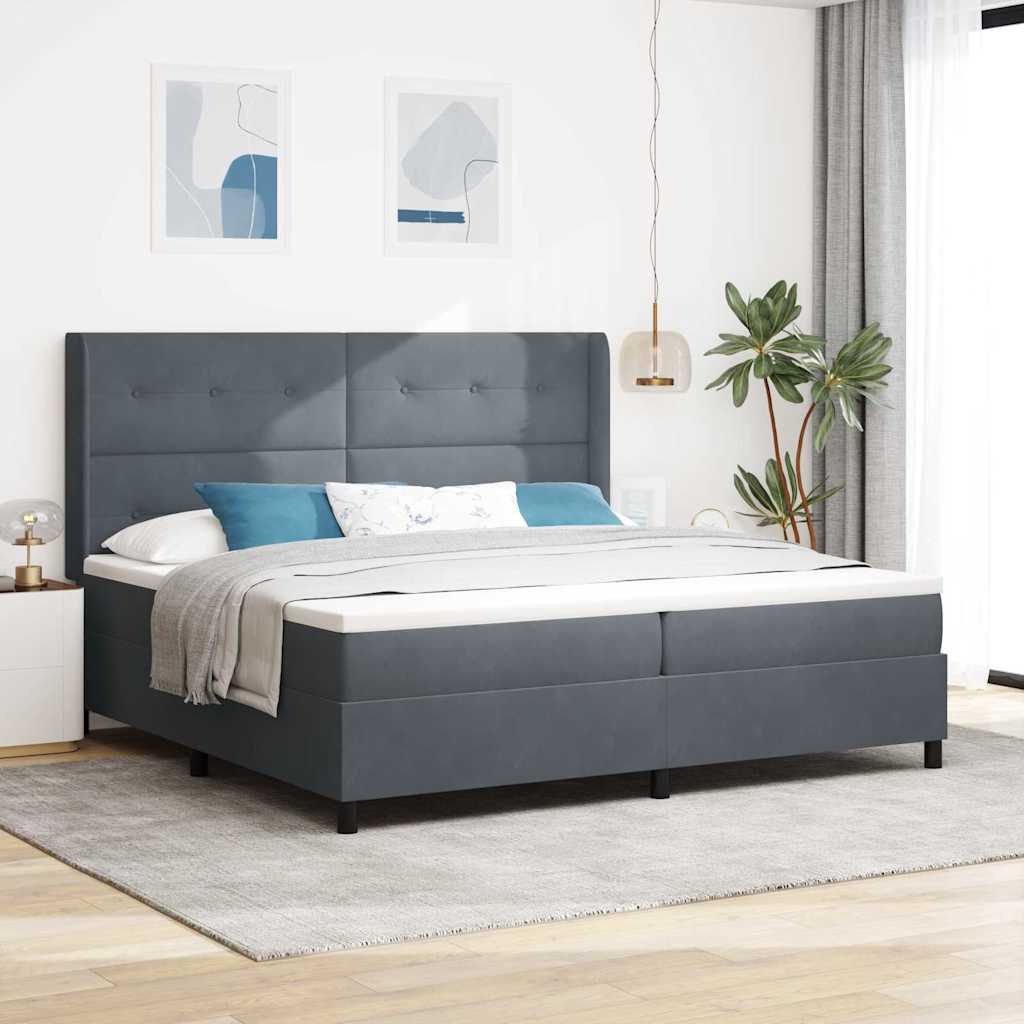 vidaXL Κρεβάτι με ελατήρια Σκούρο Γκρι 200 x 200 cm Βελούδο