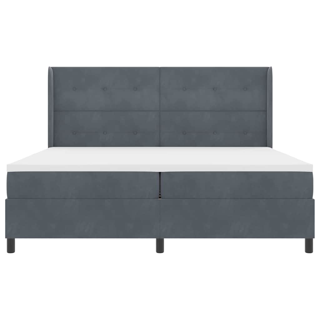 vidaXL Κρεβάτι με ελατήρια Σκούρο Γκρι 200 x 200 cm Βελούδο