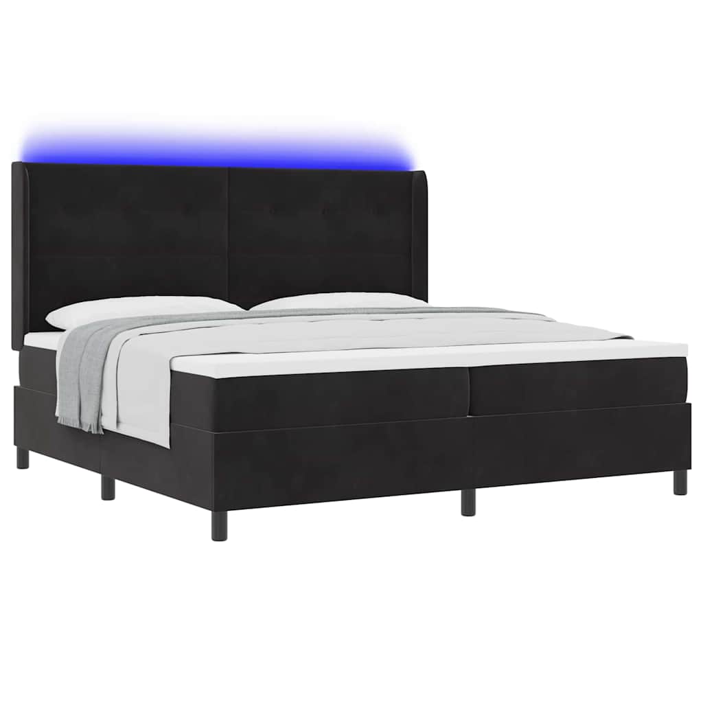 vidaXL Κρεβάτι με ελατήρια με κεφαλάρι Μαύρο 200 x 200 cm Βελούδο