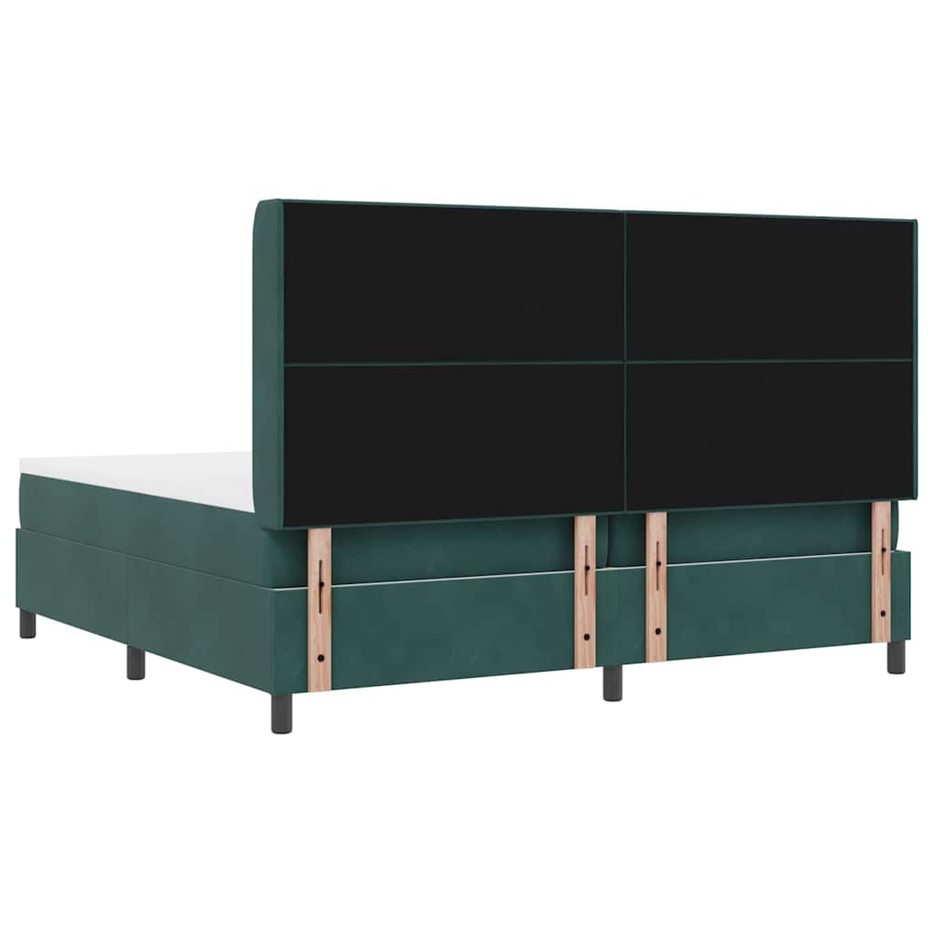 vidaXL Κρεβάτι με ελατήρια Σκούρο Πράσινο 200 x 200 cm Βελούδο