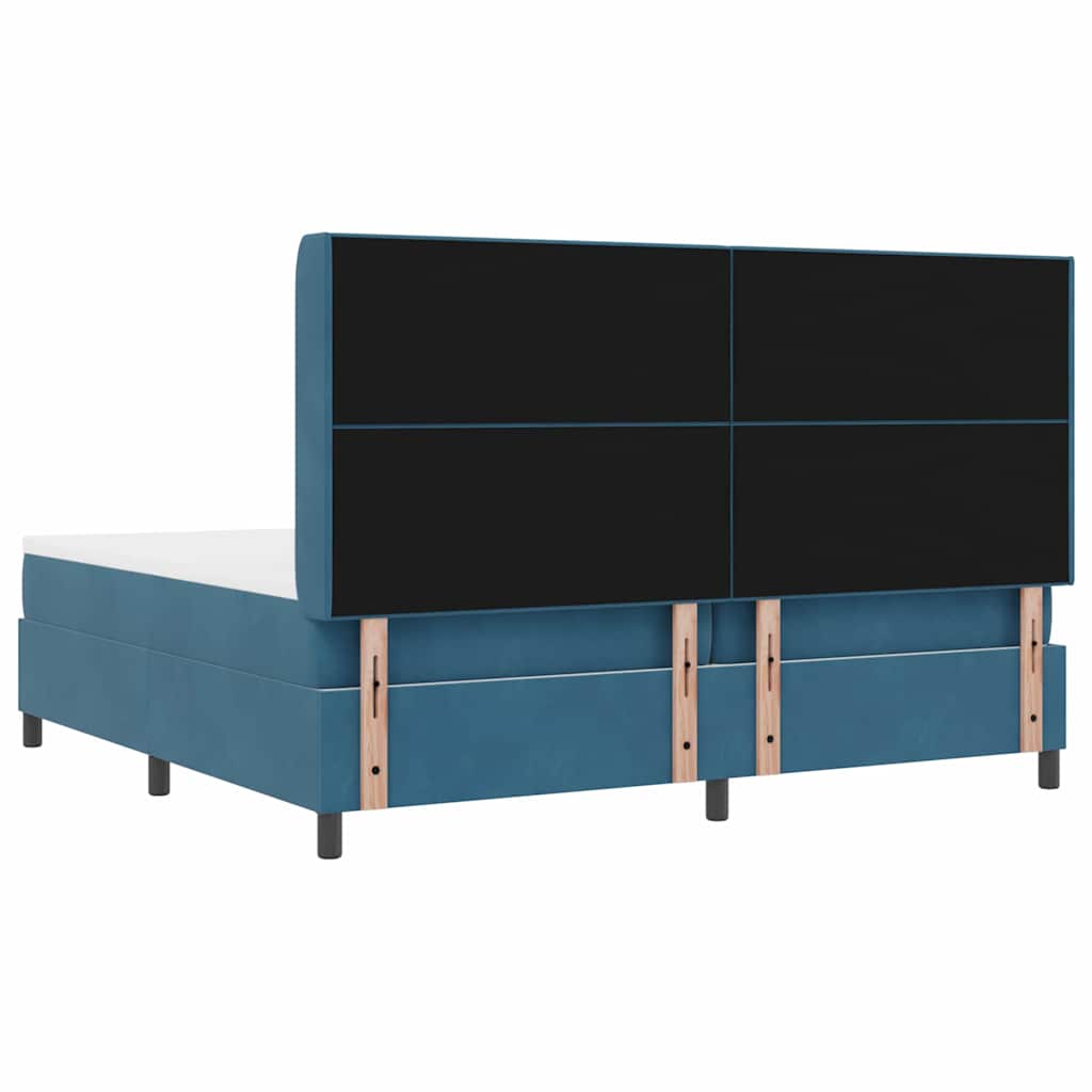 vidaXL Κρεβάτι με ελατήρια με κεφαλάρι Μπλε 200 x 200 cm Βελούδο