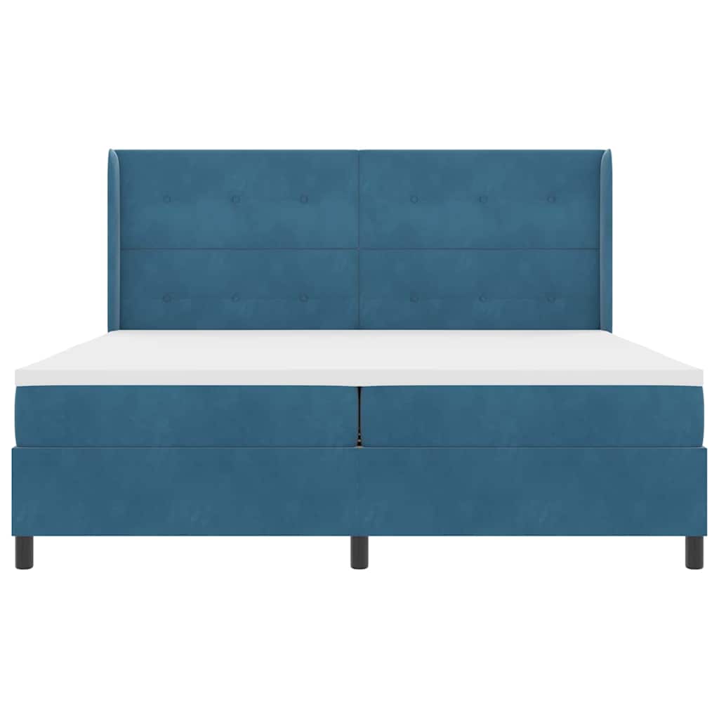 vidaXL Κρεβάτι με ελατήρια με κεφαλάρι Μπλε 200 x 200 cm Βελούδο