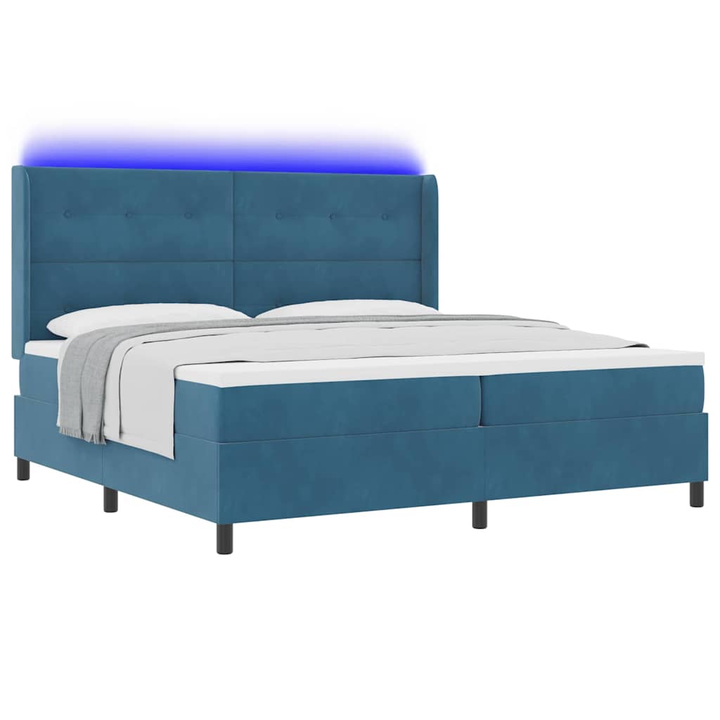 vidaXL Κρεβάτι με ελατήρια με κεφαλάρι Μπλε 200 x 200 cm Βελούδο