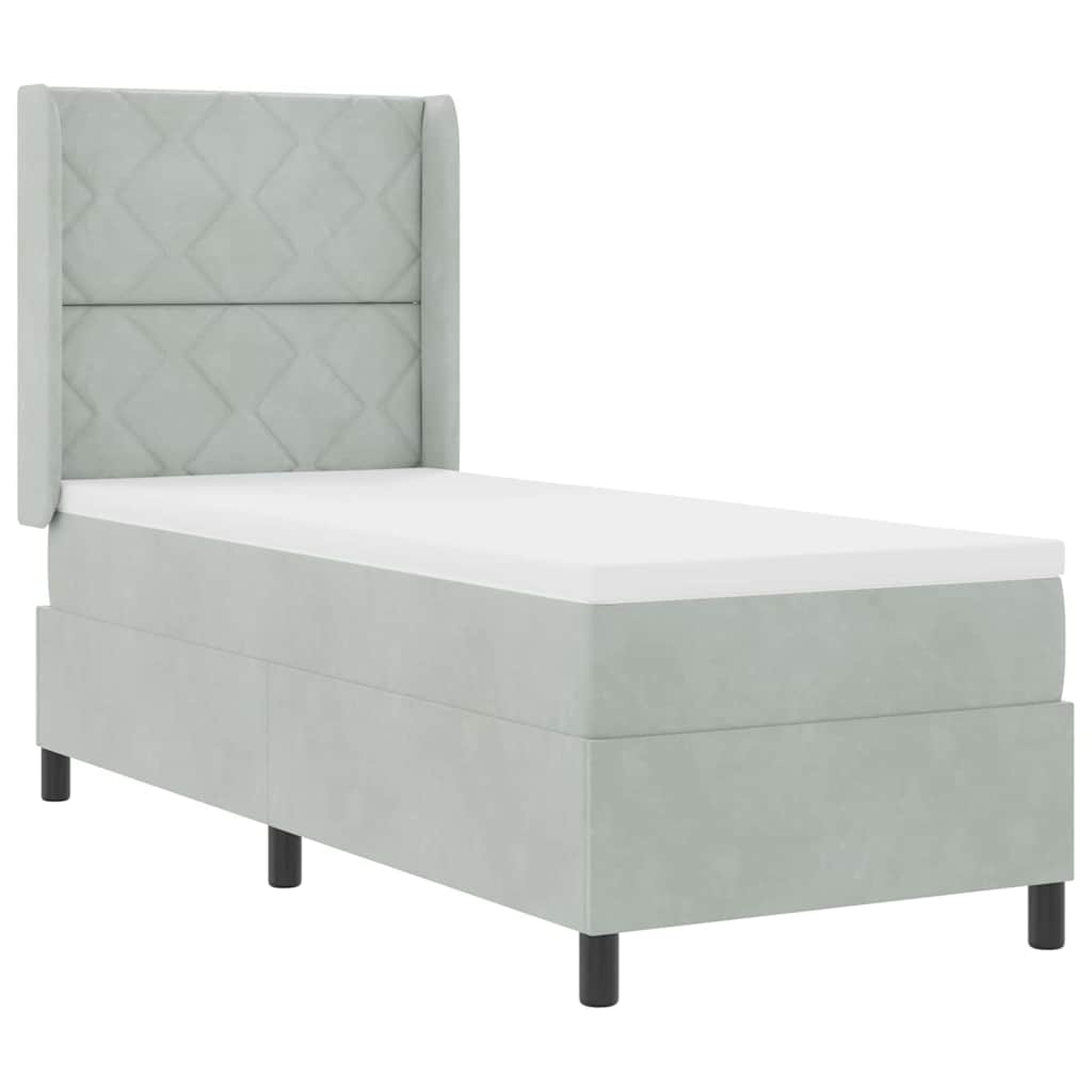 vidaXL Κρεβάτι με ελατήρια Ανοιχτό γκρι 80 x 200 cm Βελούδο