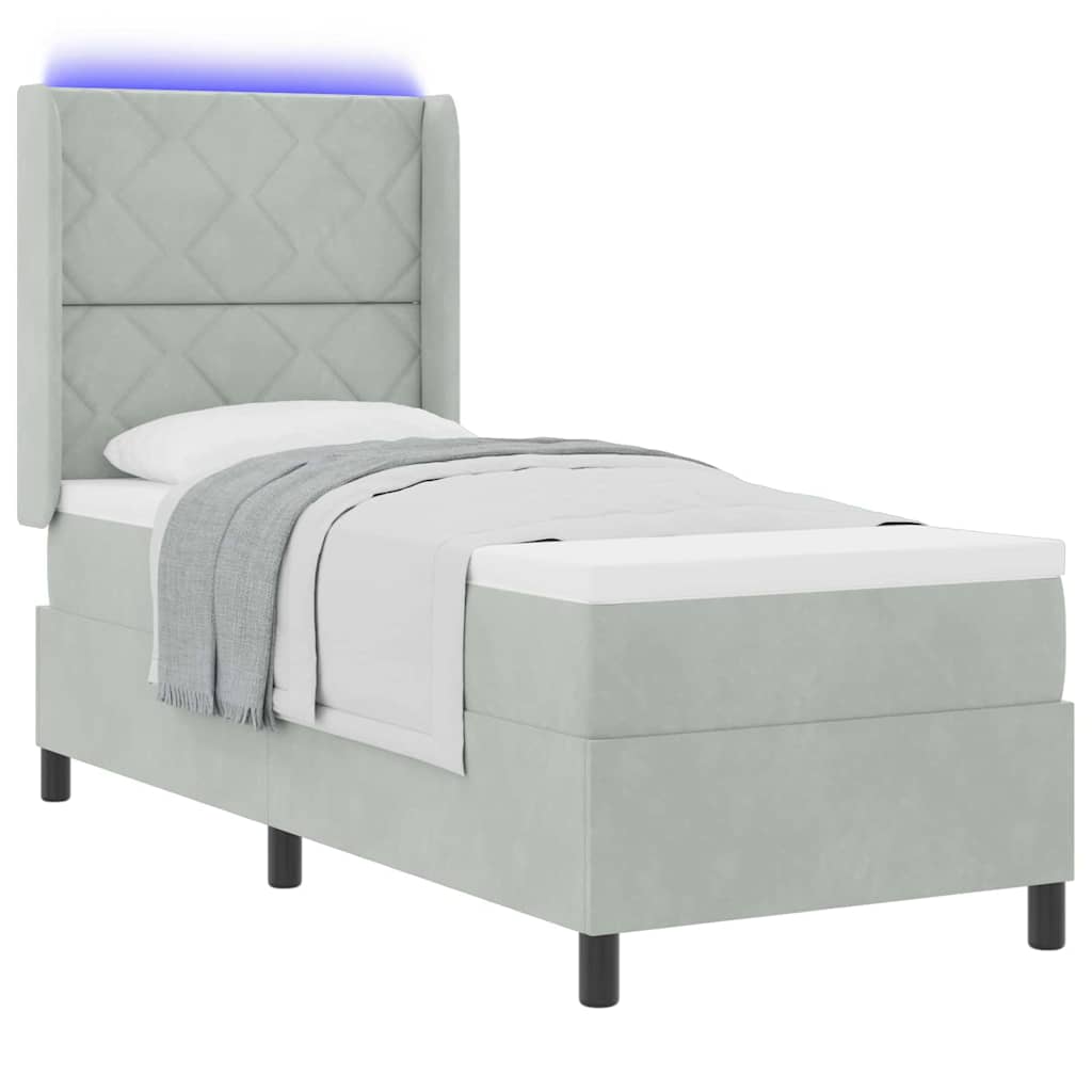 vidaXL Κρεβάτι με ελατήρια Ανοιχτό γκρι 80 x 200 cm Βελούδο