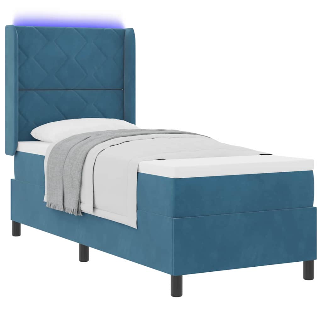 vidaXL Κρεβάτι με ελατήρια με κεφαλάρι Μπλε 80 x 200 cm Βελούδο