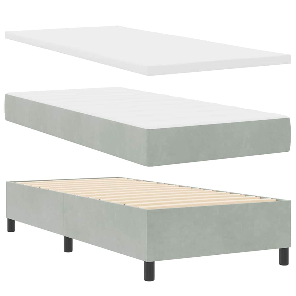 vidaXL Κρεβάτι με ελατήρια Ανοιχτό γκρι 100 x 200 cm Βελούδο