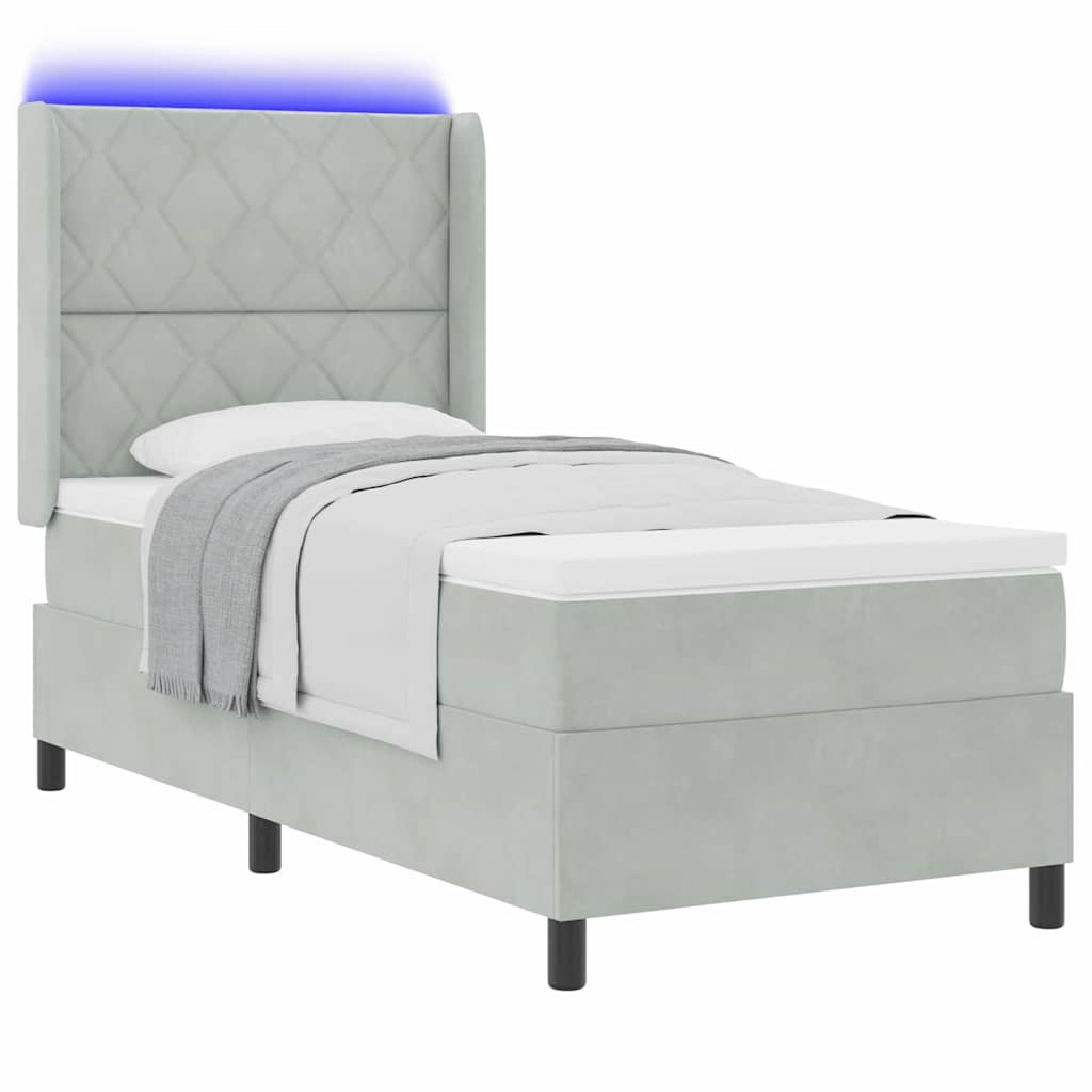 vidaXL Κρεβάτι με ελατήρια Ανοιχτό γκρι 100 x 200 cm Βελούδο