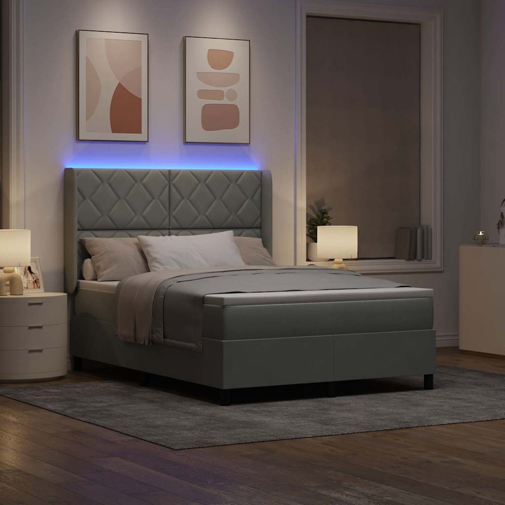 vidaXL Κρεβάτι με ελατήρια Ανοιχτό γκρι 140 x 200 cm Βελούδο