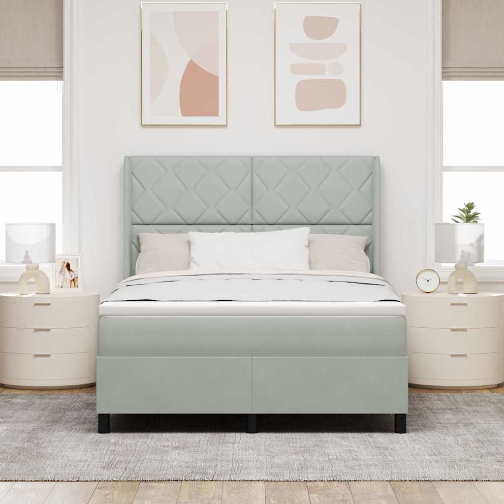 vidaXL Κρεβάτι με ελατήρια Ανοιχτό γκρι 140 x 200 cm Βελούδο