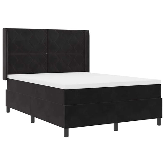 vidaXL Κρεβάτι με ελατήρια με κεφαλάρι Μαύρο 140 x 200 cm Βελούδο