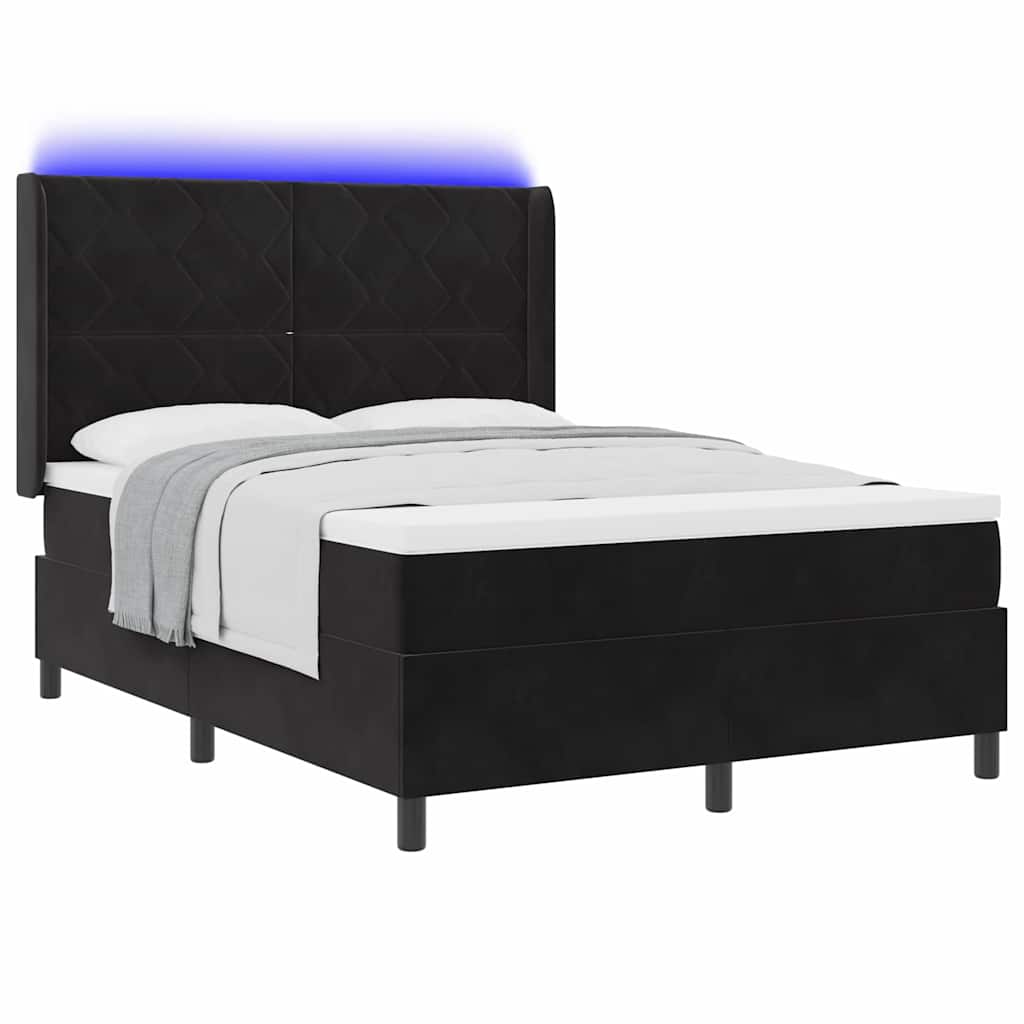 vidaXL Κρεβάτι με ελατήρια με κεφαλάρι Μαύρο 160 x 200 cm Βελούδο