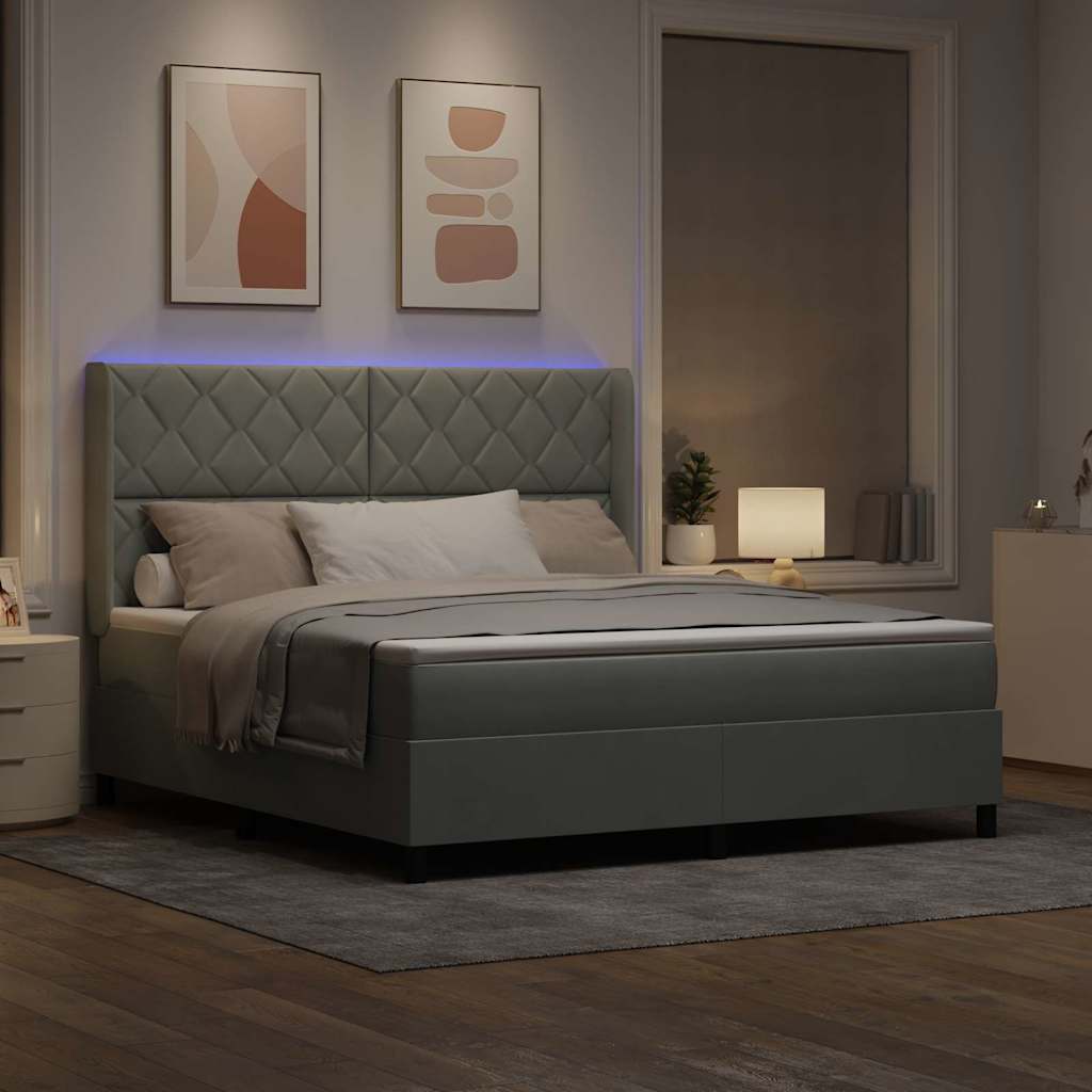 vidaXL Κρεβάτι με ελατήρια Ανοιχτό γκρι 180 x 200 cm Βελούδο