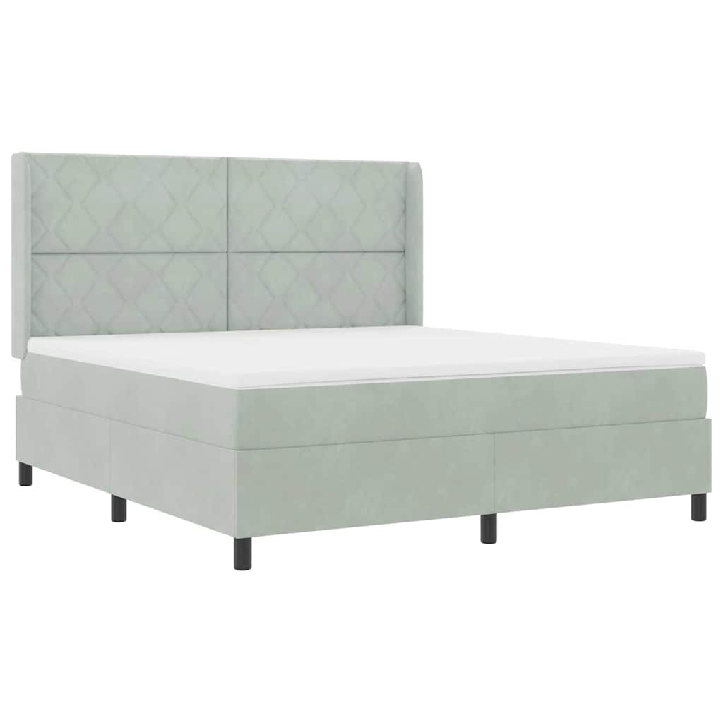 vidaXL Κρεβάτι με ελατήρια Ανοιχτό γκρι 180 x 200 cm Βελούδο