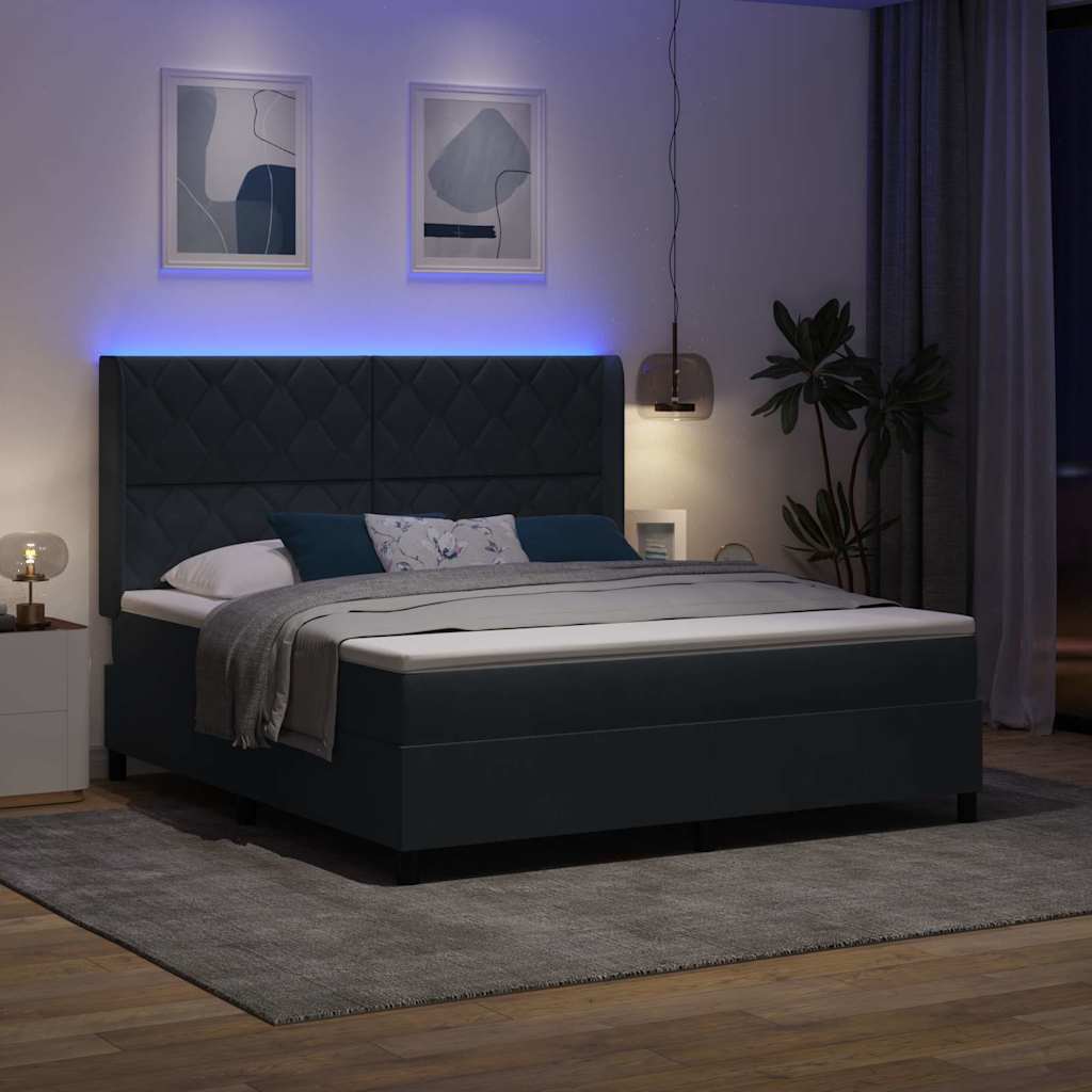 vidaXL Κρεβάτι με ελατήρια Σκούρο Γκρι 180 x 200 cm Βελούδο