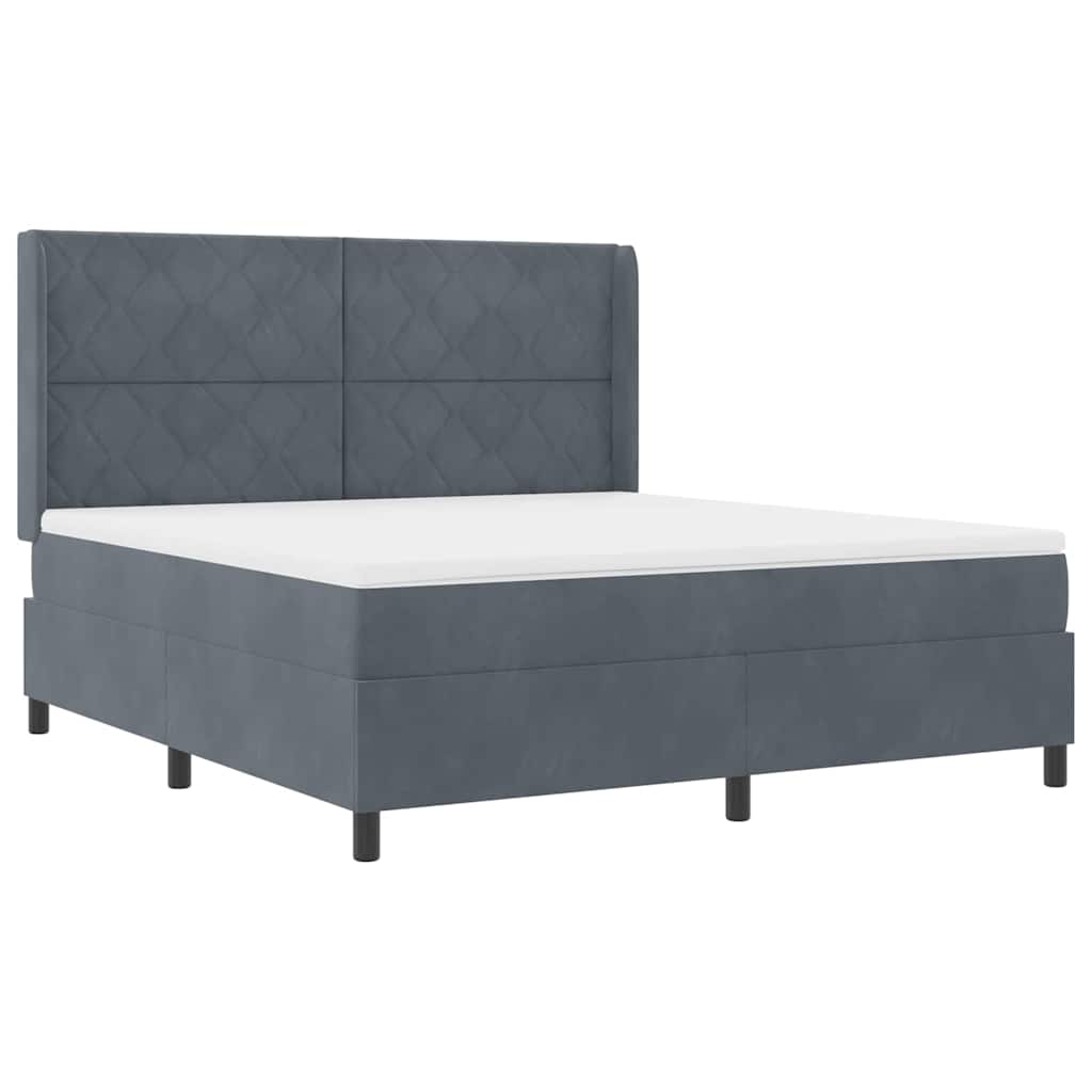 vidaXL Κρεβάτι με ελατήρια Σκούρο Γκρι 180 x 200 cm Βελούδο
