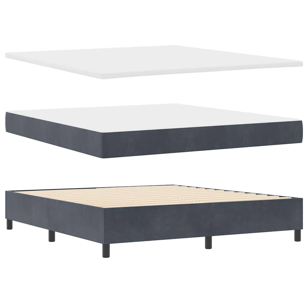 vidaXL Κρεβάτι με ελατήρια Σκούρο Γκρι 180 x 200 cm Βελούδο