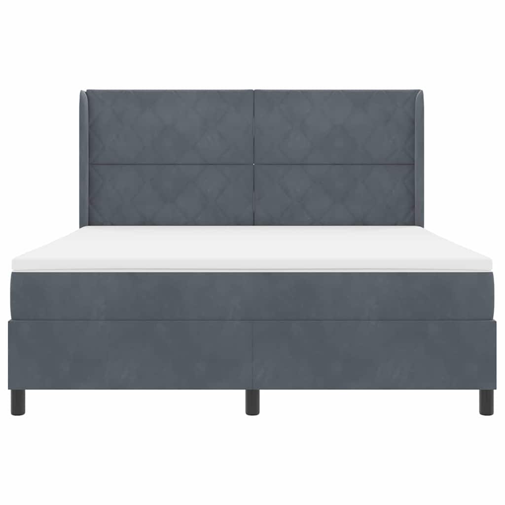 vidaXL Κρεβάτι με ελατήρια Σκούρο Γκρι 180 x 200 cm Βελούδο