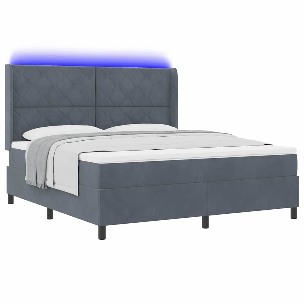 vidaXL Κρεβάτι με ελατήρια Σκούρο Γκρι 180 x 200 cm Βελούδο