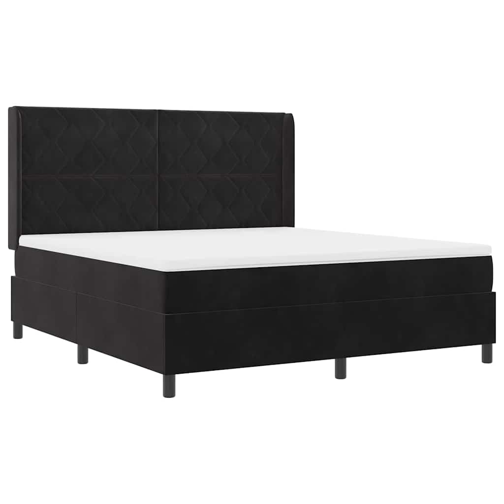 vidaXL Κρεβάτι με ελατήρια με κεφαλάρι Μαύρο 180 x 200 cm Βελούδο