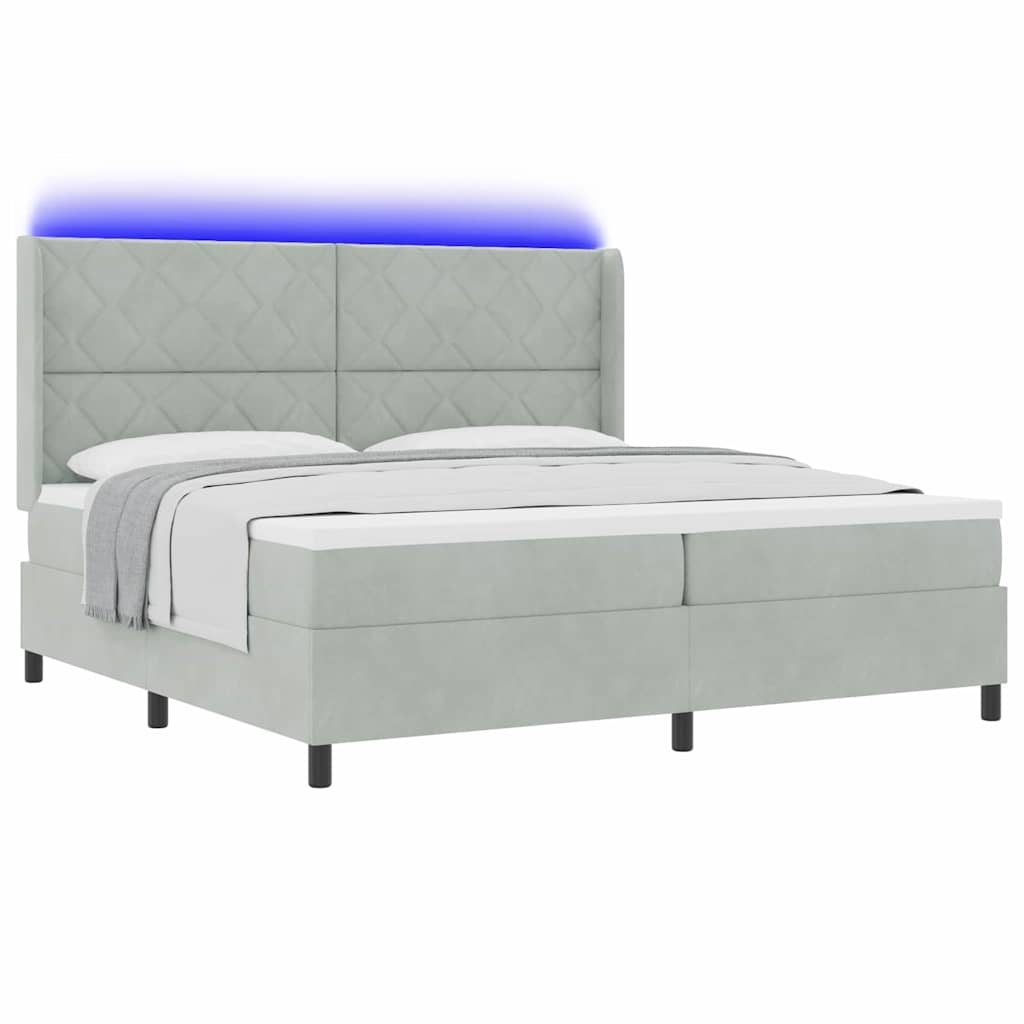 vidaXL Κρεβάτι με ελατήρια Ανοιχτό γκρι 200 x 200 cm Βελούδο