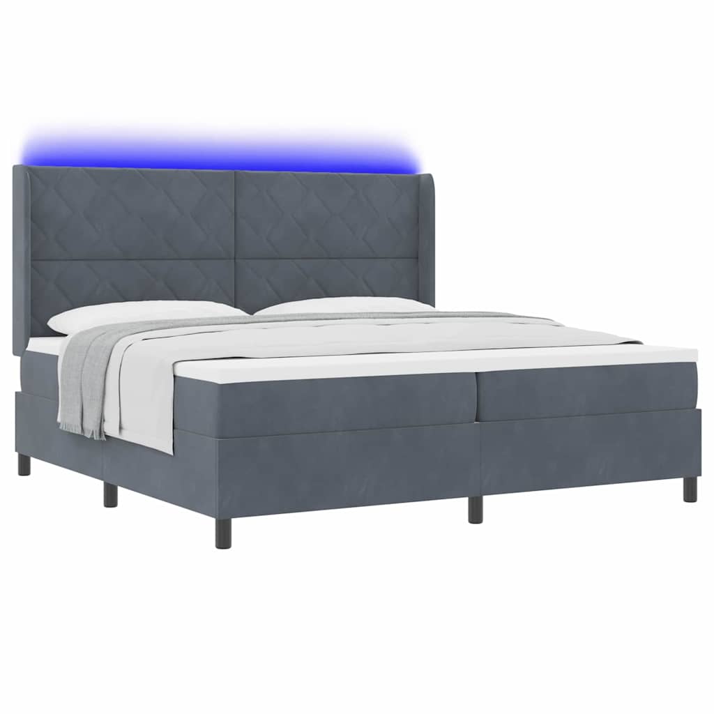 vidaXL Κρεβάτι με ελατήρια Σκούρο Γκρι 200 x 200 cm Βελούδο