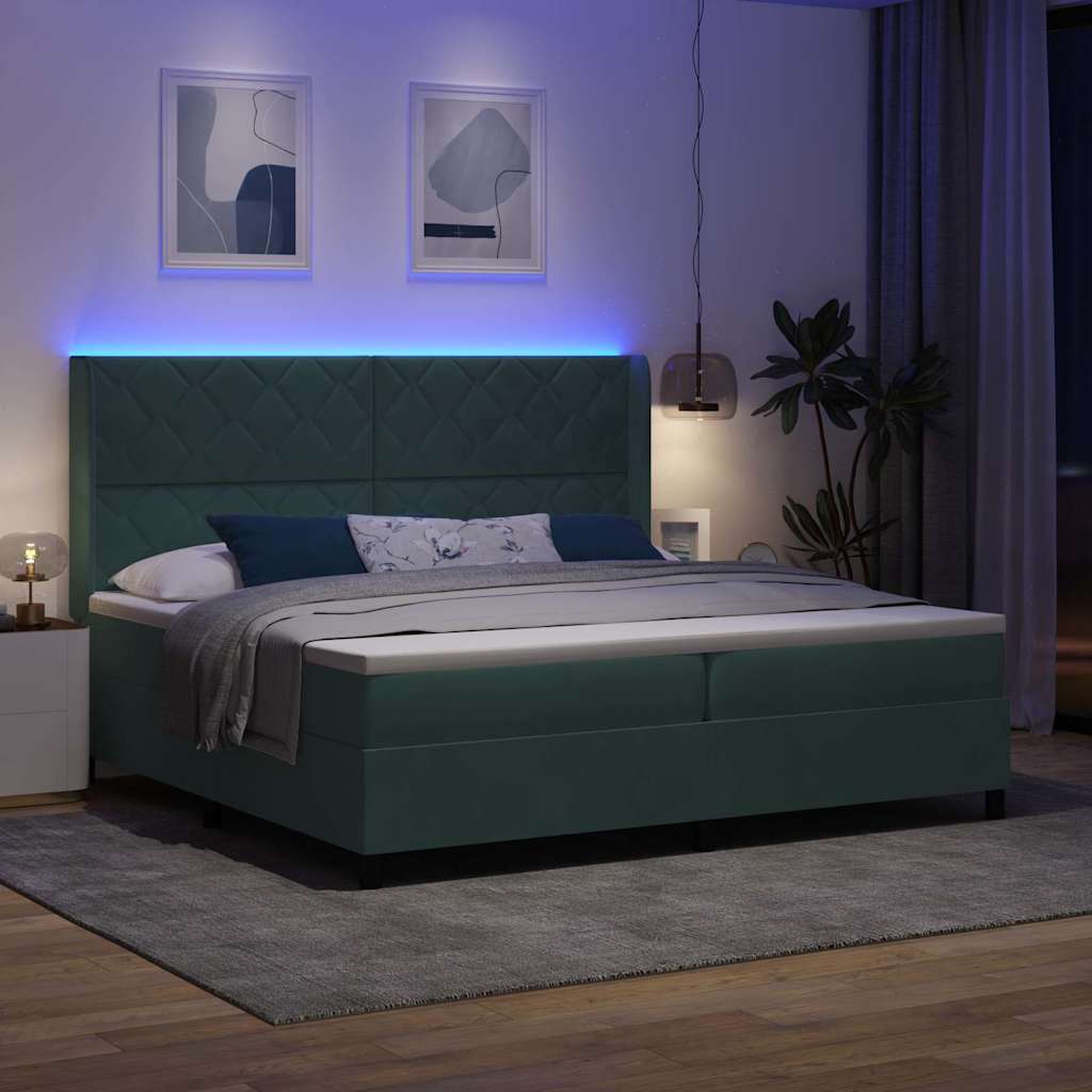 vidaXL Κρεβάτι με ελατήρια Σκούρο Πράσινο 200 x 200 cm Βελούδο